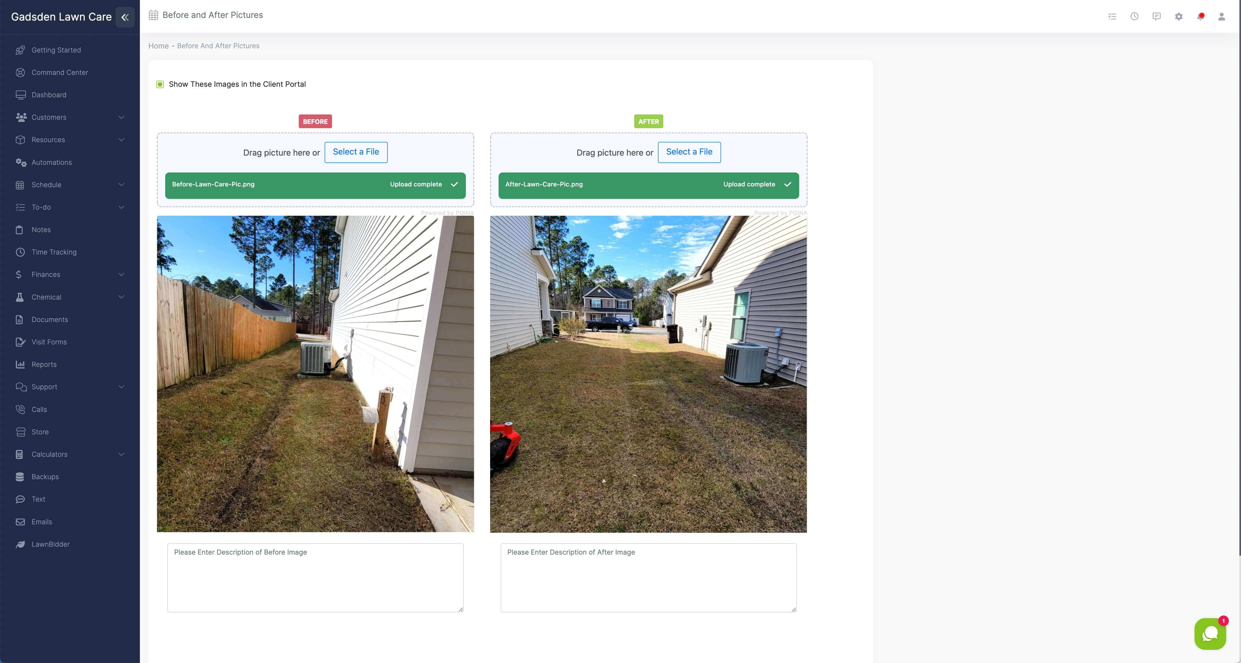 Attach images and files to lawn care business invoices and estimates.