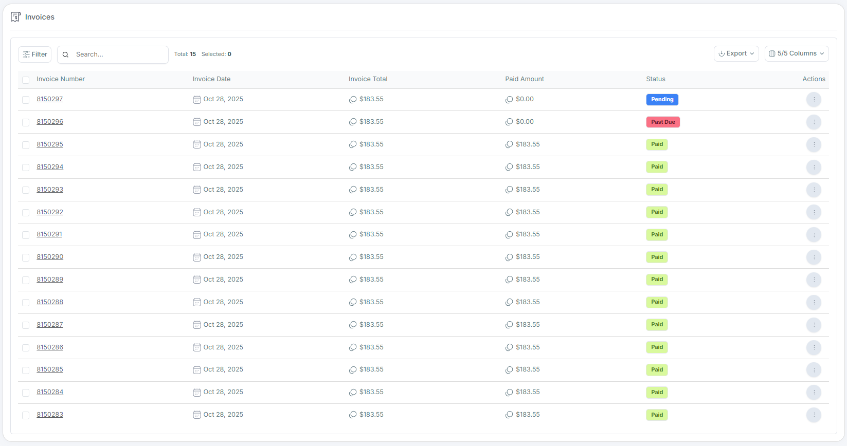 Manage invoices in Client Portal