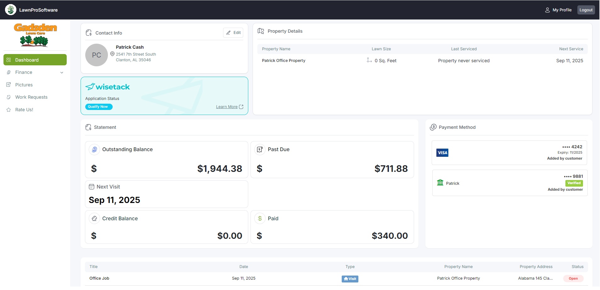 Client Portal dashboard.