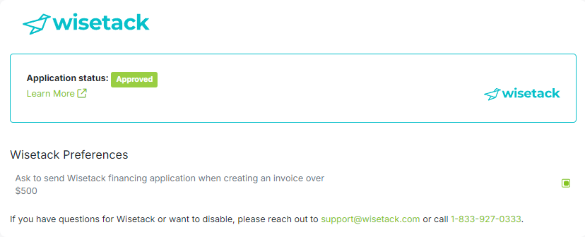 Customer financing for field service