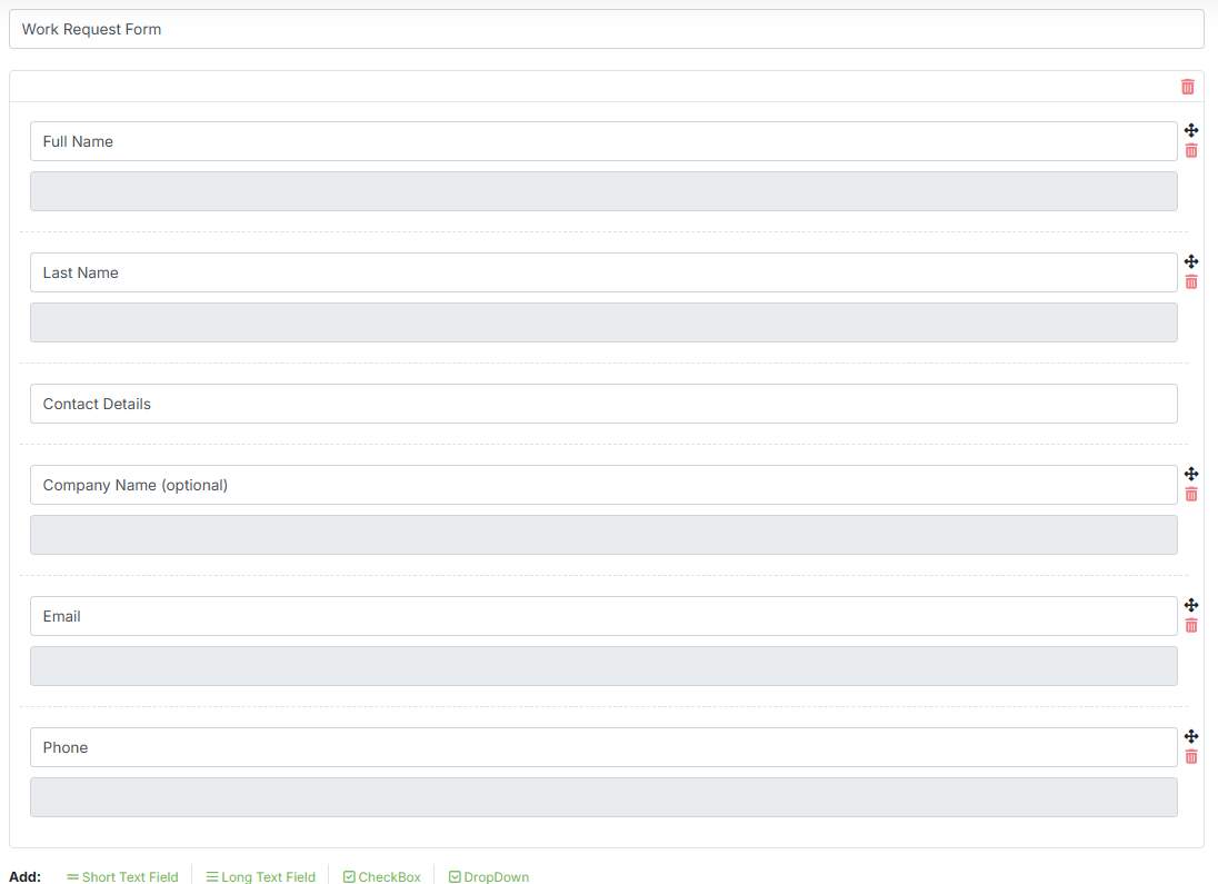 Custom forms builder for events