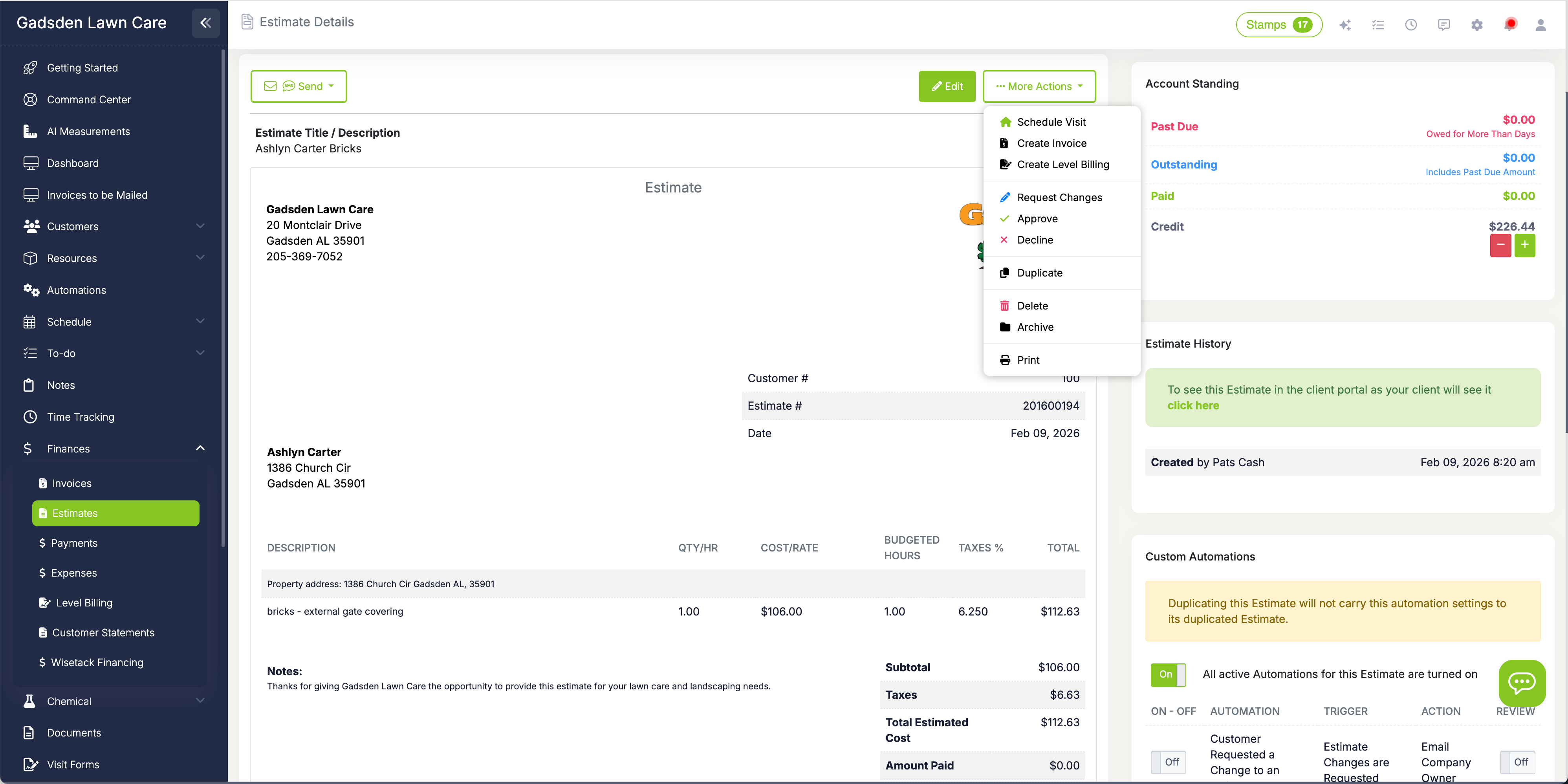 Waitlist showing accepted estimates ready to be scheduled with individual line item scheduling