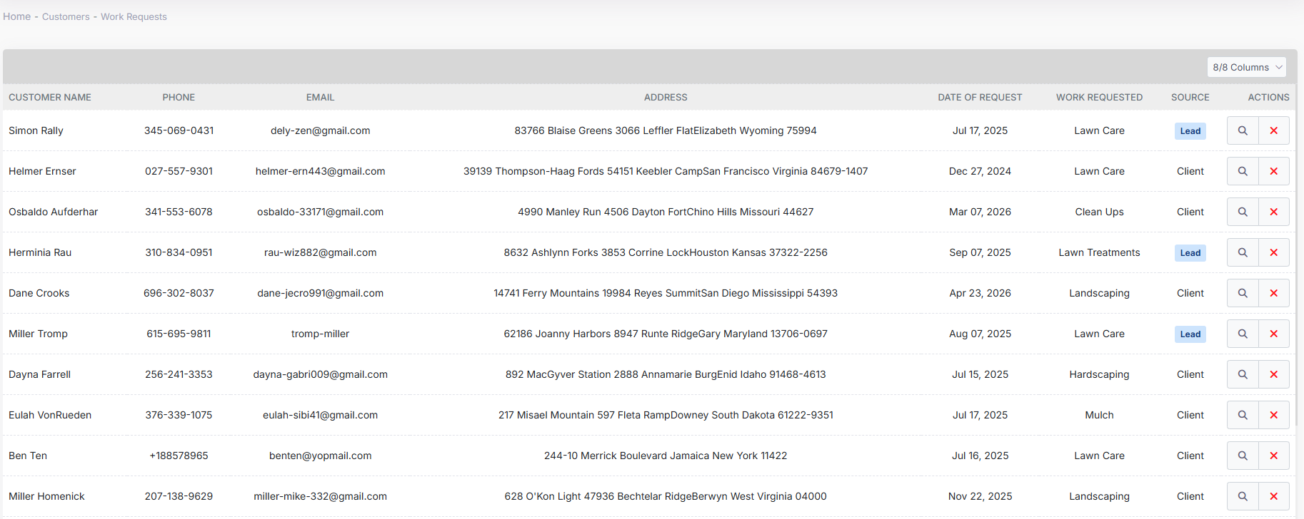 Work Request form settings