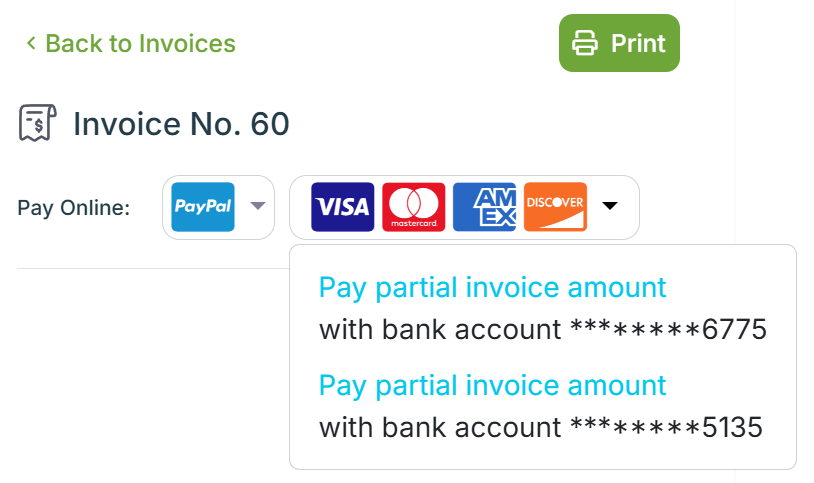 Partial and deposit payments