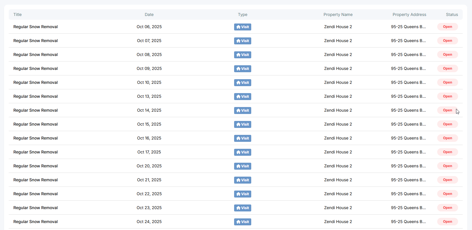 Customers viewing scheduled visits in the portal