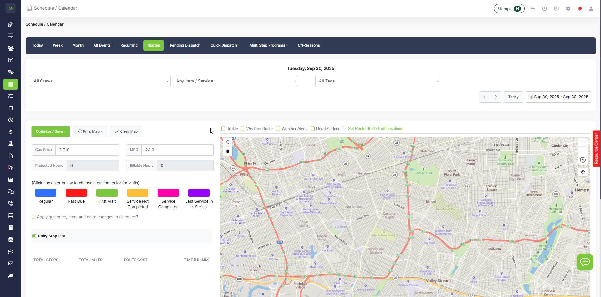Route optimization map